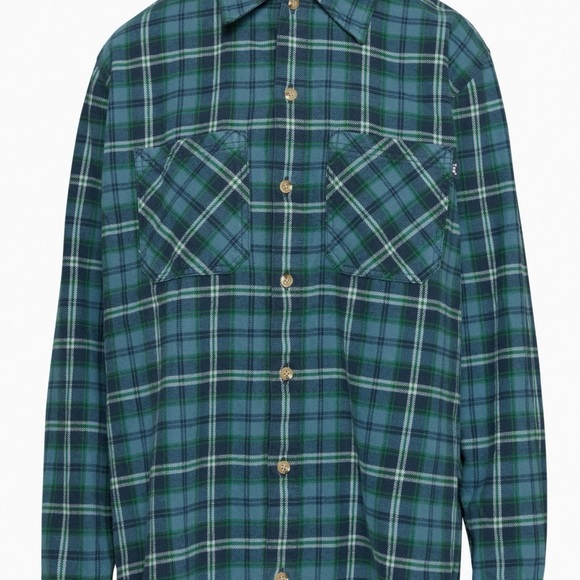 Aritzia Tops - Aritzia Green and Blue Plaid Button-Down Shirt